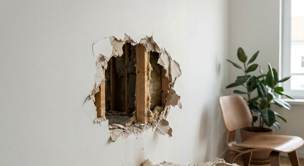 Hole in interior wall before patching